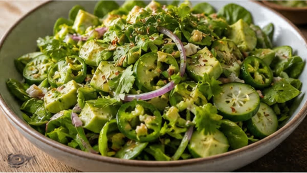 Mexican Green Salad with Jalapeño-Cilantro Dressing – 35-Minute Recipe