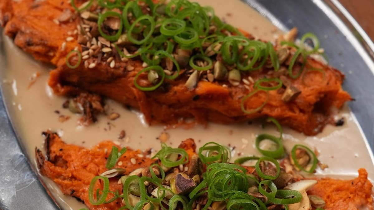 Roasted Sweet Potato with Maple Soy Tahini – 55-Minute Recipe