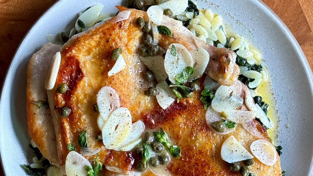 Chicken Piccata with Kale and Orzo – 50-Minute Recipe